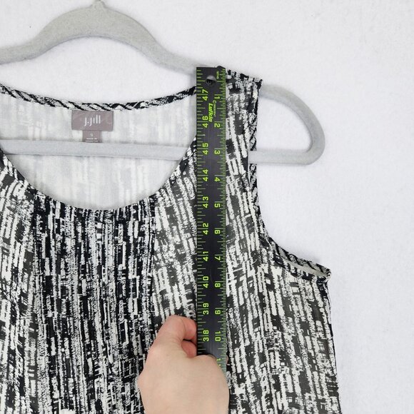 J Jill Dress Women Small Black White Pleated Sleeveless Knee Length Shift Casual - Picture 7 of 13